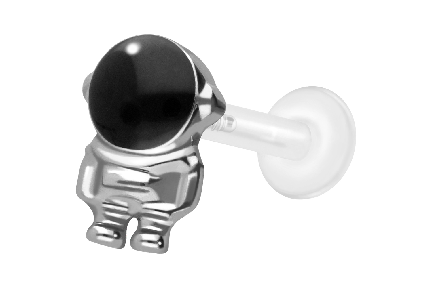 PTFE Labret Piercing mit Innengewinde + Titan-Aufsatz ASTRONAUT